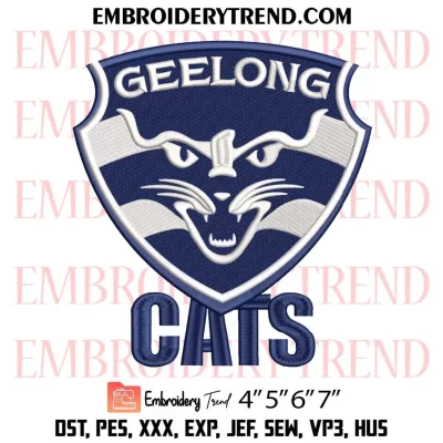 AFL Geelong Cats Logo Embroidery Design, Geelong Football Club Machine Embroidery Digitized Pes Files