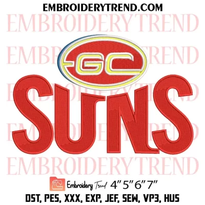 AFL Gold Coast Suns Logo Embroidery Design, Gold Coast Suns Football Club Machine Embroidery Digitized Pes Files