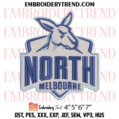 AFL North Melbourne Logo Embroidery Design, North Melbourne Football Club Machine Embroidery Digitized Pes Files
