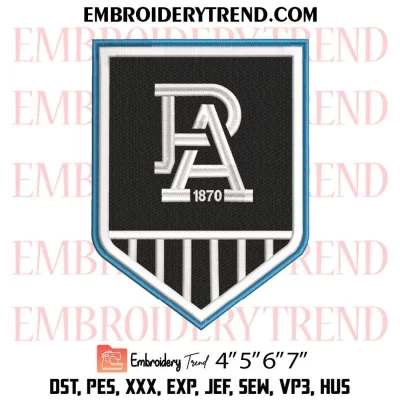 AFL Port Adelaide Logo Embroidery Design, Port Adelaide Football Club Machine Embroidery Digitized Pes Files