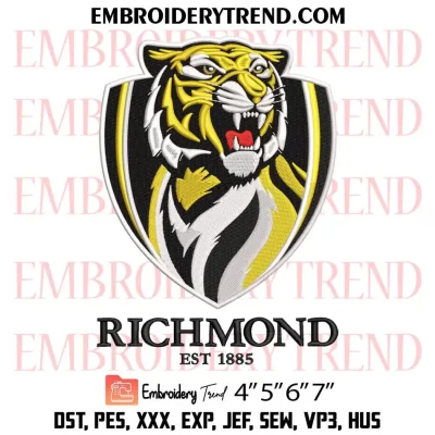 AFL Richmond Tigers Logo Embroidery Design, Richmond Football Club Machine Embroidery Digitized Pes Files