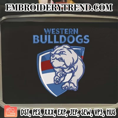 AFL Western Bulldogs Logo Embroidery Design, AFL Team Machine Embroidery Digitized Pes Files