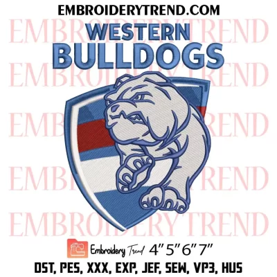 AFL Western Bulldogs Logo Embroidery Design, AFL Team Machine Embroidery Digitized Pes Files