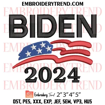Joe Biden 2024 Embroidery Design, Biden Logo Machine Embroidery Digitized Pes Files