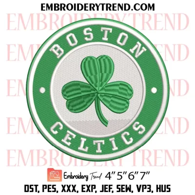 Boston Celtics Circle Logo Embroidery Design, Basketball Boston Celtics Machine Embroidery Digitized Pes Files