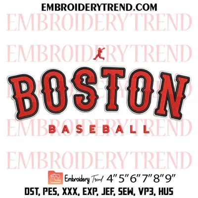 Boston City Baseball Embroidery Design, MLB Boston Red Sox Machine Embroidery Digitized Pes Files