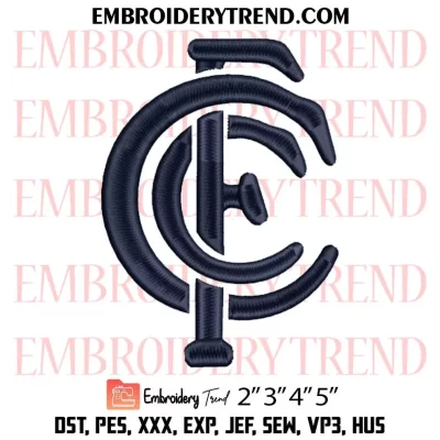 Carlton Football Club Embroidery Design, Logo Football AFL Machine Embroidery Digitized Pes Files