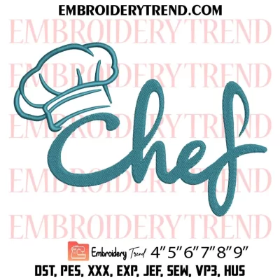 Chef Hat Knives Embroidery Design, Kitchen Knives Machine Embroidery Digitized Pes Files