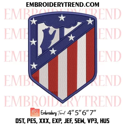 FC Atletico Madrid Logo Embroidery Design, Football Atletico Madrid Fan Machine Embroidery Digitized Pes Files