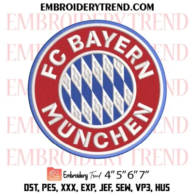 FC Bayern Munich Logo Embroidery Design, Football Bayern Munchen Fan Machine Embroidery Digitized Pes Files