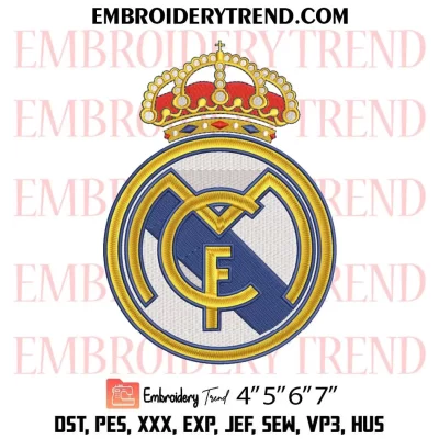 FC Real Madrid Logo Embroidery Design, Football Real Madrid Fan Machine Embroidery Digitized Pes Files