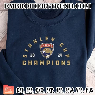 Florida Panthers Stanley Cup Champions 2024 Embroidery Design, NHL Florida Panthers Machine Embroidery Digitized Pes Files