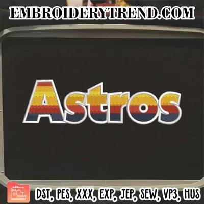 Houston Astros Rainbow Embroidery Design, Astros Baseball Machine Embroidery Digitized Pes Files