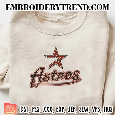 Houston Astros Star Embroidery Design, Logo Houston Astros 2000 Machine Embroidery Digitized Pes Files