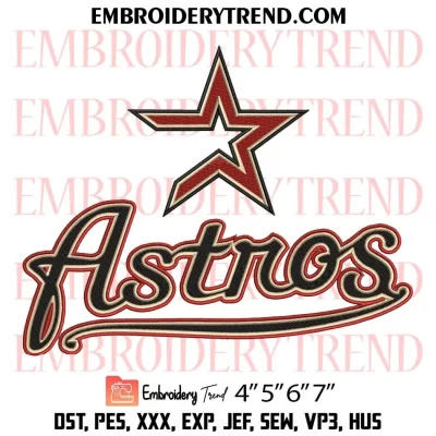 Houston Astros Star Embroidery Design, Logo Houston Astros 2000 Machine Embroidery Digitized Pes Files