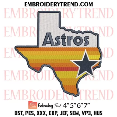 Houston Astros Texas Embroidery Design, Texas Map Houston Astros Baseball Machine Embroidery Digitized Pes Files