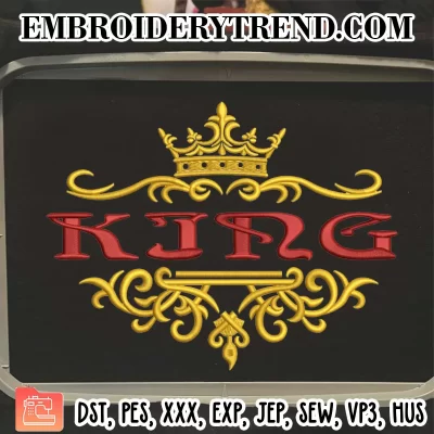 King Crown Embroidery Design, Royal Crown Pattern Machine Embroidery Digitized Pes Files