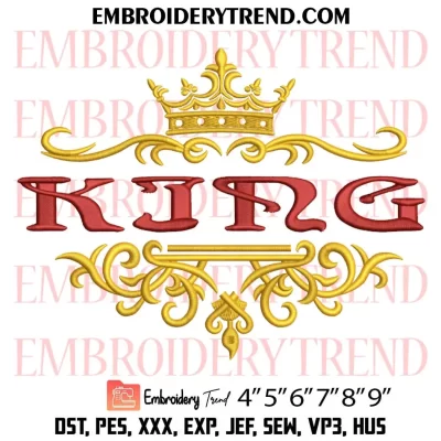 King Crown Embroidery Design, Royal Crown Pattern Machine Embroidery Digitized Pes Files