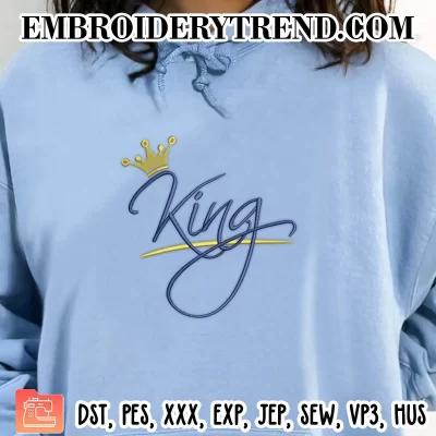 King with Crown Embroidery Design, Royal Crown Machine Embroidery Digitized Pes Files