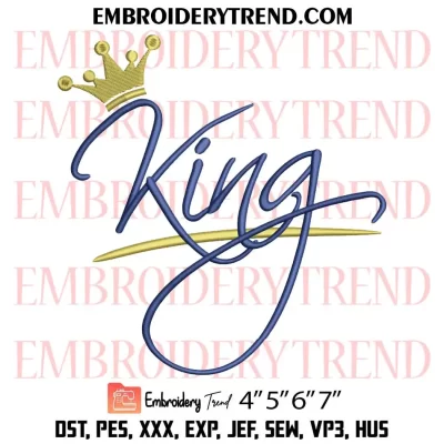 King with Crown Embroidery Design, Royal Crown Machine Embroidery Digitized Pes Files