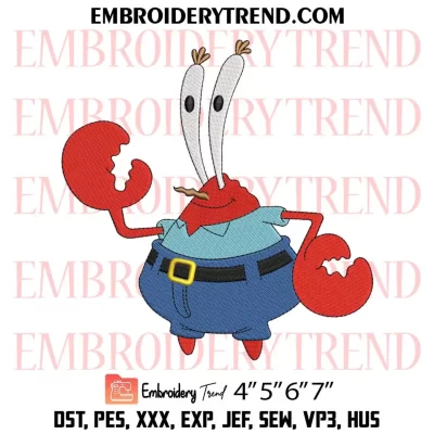 Mr Krabs Embroidery Design, SpongeBob SquarePants Machine Embroidery Digitized Pes Files