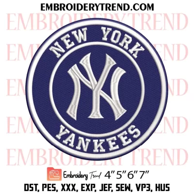 New York Yankees Circle Logo Embroidery Design, MLB Yankees Team Machine Embroidery Digitized Pes Files