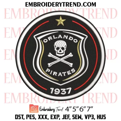 FC Orlando Pirates Circle Logo Embroidery Design, Football Orlando Pirates Fan Machine Embroidery Digitized Pes Files