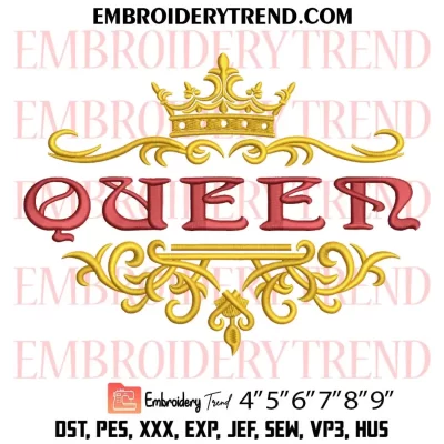 King and Queen Crown Embroidery Design, Couple Gift Pattern Machine Embroidery Digitized Pes Files
