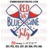 USA Heart American Flag Embroidery Design, 4th of July Machine Embroidery Digitized Pes Files