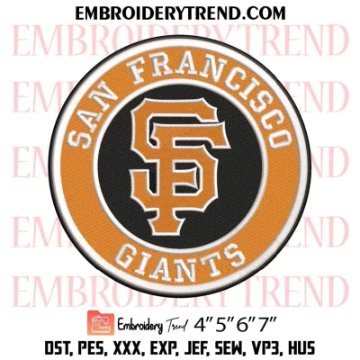 San Francisco Giants Circle Logo Embroidery Design, MLB Giants Team Machine Embroidery Digitized Pes Files