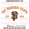 San Francisco Giants Logo Embroidery Design, Baseball Machine Embroidery Digitized Pes Files