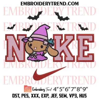 Sanrio Mocha Witch x Nike Embroidery Design, Mocha Halloween Machine Embroidery Digitized Pes Files