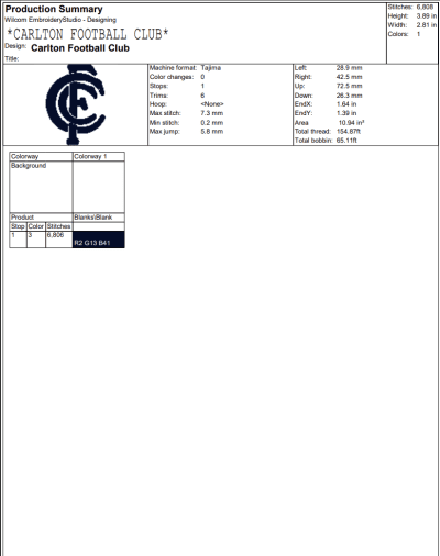 Carlton Football Club Embroidery Design, Logo Football AFL Machine Embroidery Digitized Pes Files