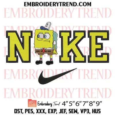 SpongeBob x Nike Embroidery Design, SpongeBob SquarePants Machine Embroidery Digitized Pes Files