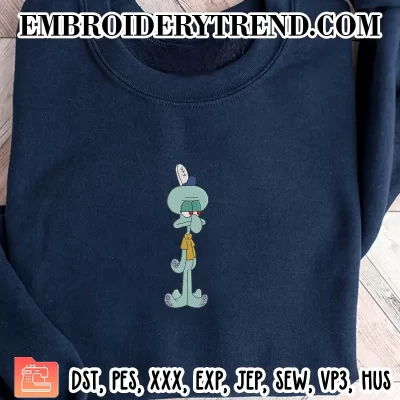 Squidward Tentacles Embroidery Design, SpongeBob SquarePants Machine Embroidery Digitized Pes Files
