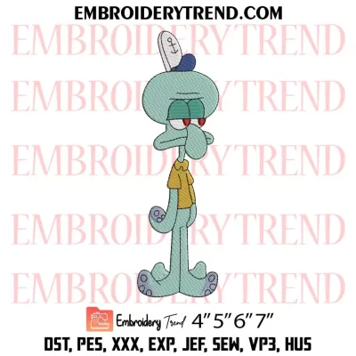 Squidward Tentacles Embroidery Design, SpongeBob SquarePants Machine Embroidery Digitized Pes Files