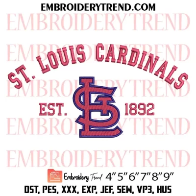 St Louis Cardinals Bird Embroidery Design, MLB Logo Machine Embroidery Digitized Pes Files