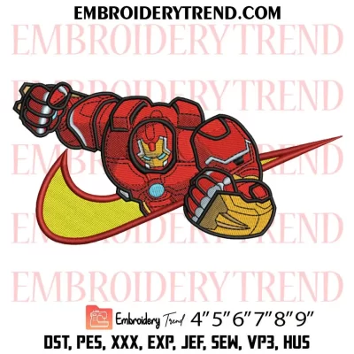 Swoosh Iron Man Embroidery Design, Marvel Iron Man Machine Embroidery Digitized Pes Files