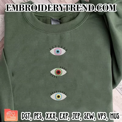Three Magic Eyes Embroidery Design, Custom Machine Embroidery Digitized Pes Files