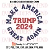 Donald Trump 2024 Embroidery Design, Trump Logo Machine Embroidery Digitized Pes Files