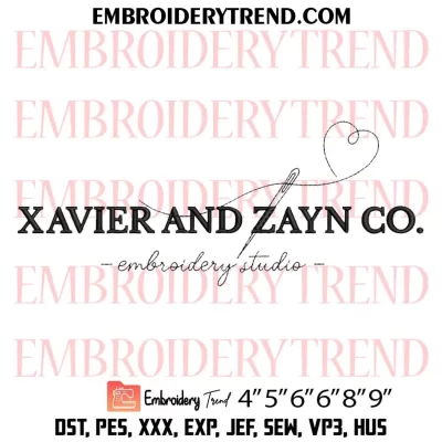 Xavier And Zayn Co EMB Embroidery Design, Custom Machine Embroidery Digitized Pes Files