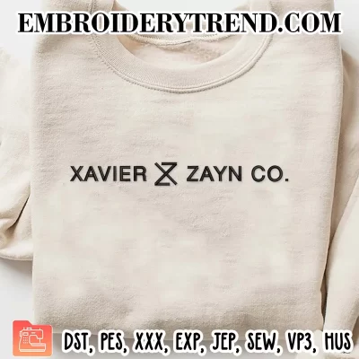 Xavier and Zayn Co Embroidery Design, Custom Machine Embroidery Digitized Pes Files