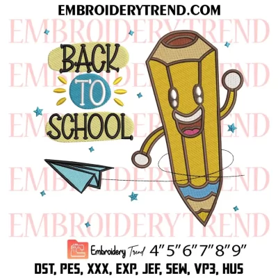 Back To School Embroidery Design, School Pencil Machine Embroidery Digitized Pes Files