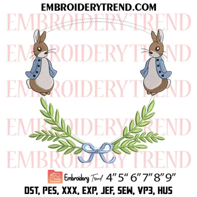 Banner Frame Peter Rabbit Embroidery Design, Custom Machine Embroidery Digitized Pes Files