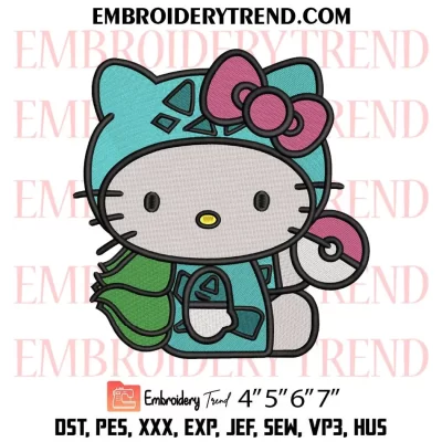 Bulbasaur Hello Kitty Embroidery Design, Kitty As Pokemon Machine Embroidery Digitized Pes Files