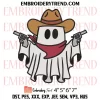 Cowboy Ghost Yeehaw Embroidery Design, Ghost Halloween Machine Embroidery Digitized Pes Files