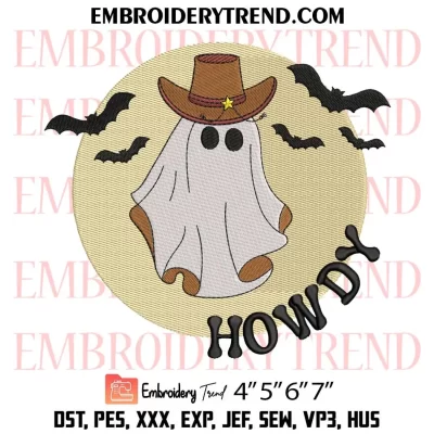 Cowboy Ghost Guns Embroidery Design, Western Halloween Machine Embroidery Digitized Pes Files