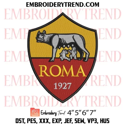 FC AS Roma Logo Embroidery Design, Football Associazione Sportiva Roma Fan Machine Embroidery Digitized Pes Files