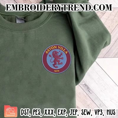 FC Aston Villa Circle Logo Embroidery Design, Aston Villa Football Club Machine Embroidery Digitized Pes Files