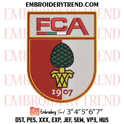 FC Augsburg Logo Embroidery Design, Football Augsburg Fan Machine Embroidery Digitized Pes Files
